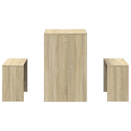 Matbord Med Bänkar 3 Delar Sonoma-Ek Konstruerat Trä