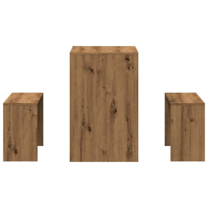 Matbord Med Bänkar 3 Delar Konstruerat Trä