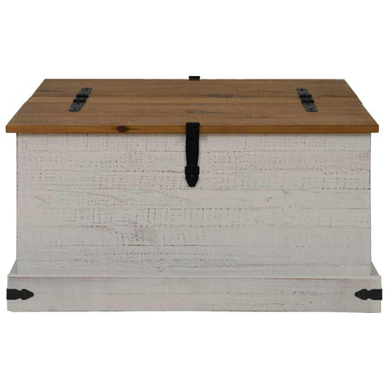 Förvaringskista HALDEN vit 91x91x47 cm massiv trä furu