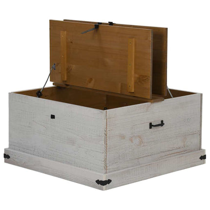 Förvaringskista HALDEN vit 91x91x47 cm massiv trä furu