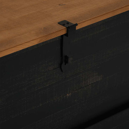 Förvaringskista HALDEN svart 91x91x47 cm massiv trä furu