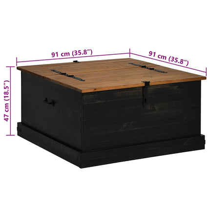 Förvaringskista HALDEN svart 91x91x47 cm massiv trä furu