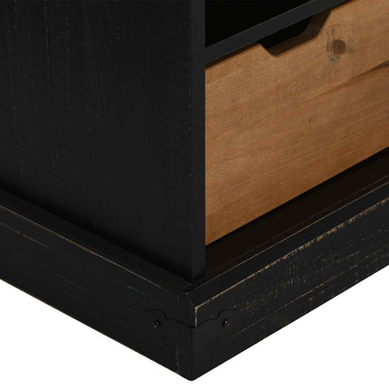 TV-bänk HALDEN med skjutdörr svart 110x40x60 cm massivt trä