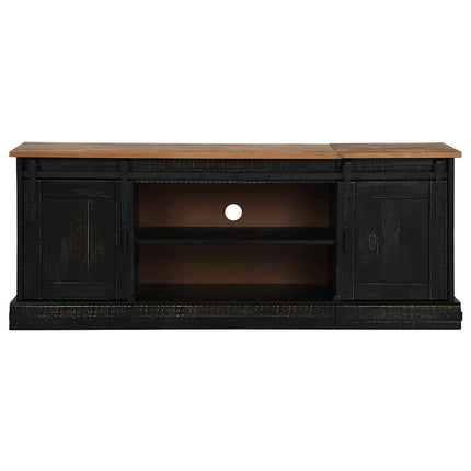TV-bänk HALDEN 2 skjutdörrar svart 150x40x60 cm massivt trä