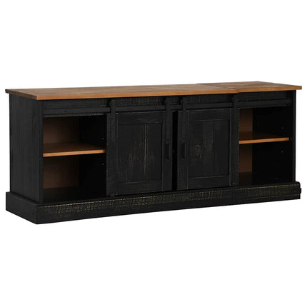 TV-bänk HALDEN 2 skjutdörrar svart 150x40x60 cm massivt trä