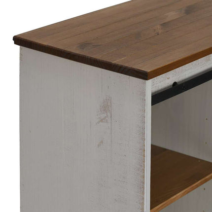 Skänk HALDEN med skjutdörr vit 80x40x80 cm massivt trä