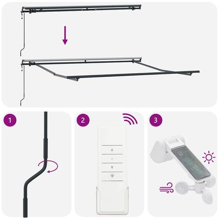 Markis automatiskt infällbar vinröd 300x250 cm