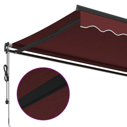 Markis automatiskt infällbar vinröd 350x250 cm