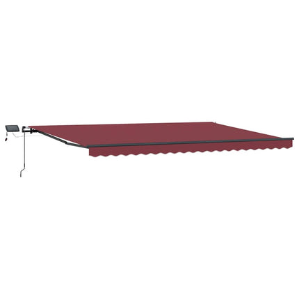 Markis manuellt infällbar med LEDs vinröd 500x300 cm
