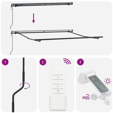 Markis automatiskt infällbar brun 300x250 cm