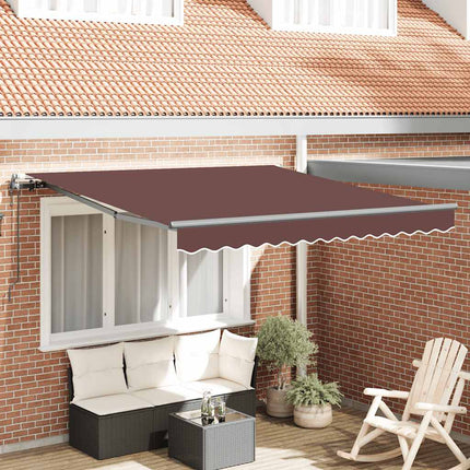 Markis automatiskt infällbar brun 300x250 cm