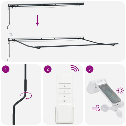 Markis automatiskt infällbar med LEDs brun 450x300 cm
