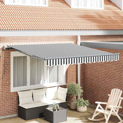 Markis automatiskt infällbar antracit&vit 300x250 cm