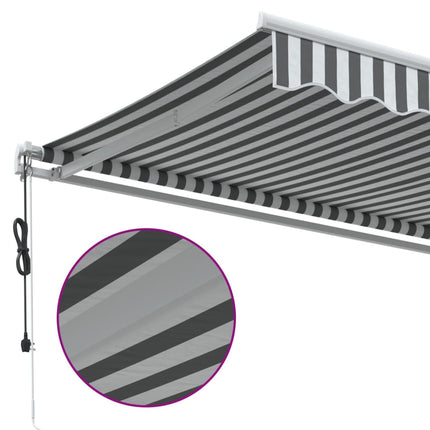 Markis automatiskt infällbar antracit&vit 350x250 cm