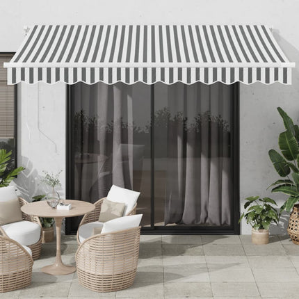 Markis automatiskt infällbar antracit&vit 350x250 cm