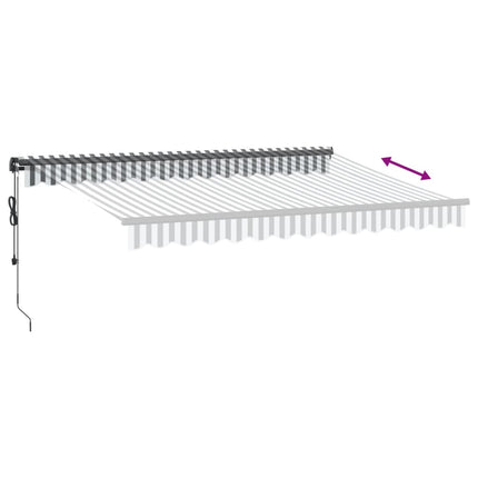 Markis automatiskt infällbar med LEDs antracit&vit 300x250 cm