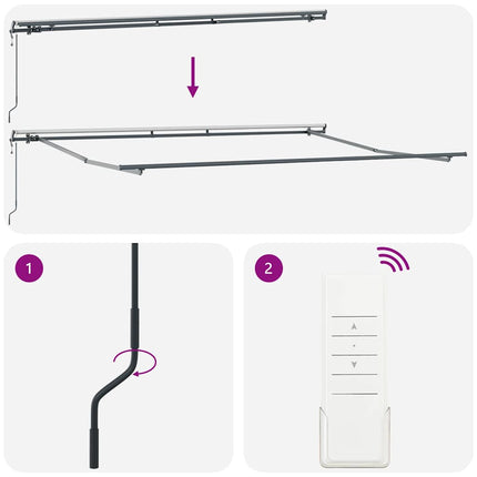 Markis automatiskt infällbar antracit&vit 450x300 cm