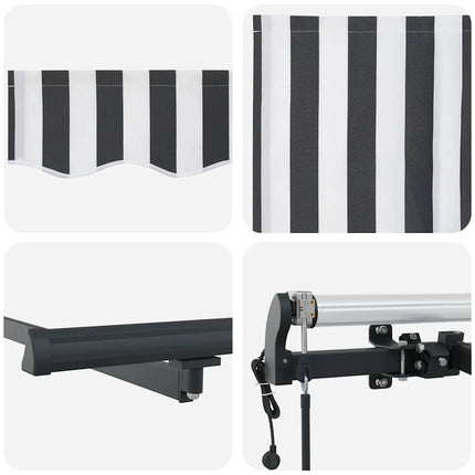Markis automatiskt infällbar antracit&vit 450x300 cm