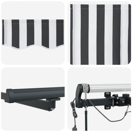 Markis automatiskt infällbar med LEDs antracit&vit 450x300 cm