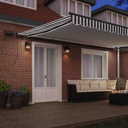 Markis manuellt infällbar med LEDs antracit&vit 500x300 cm