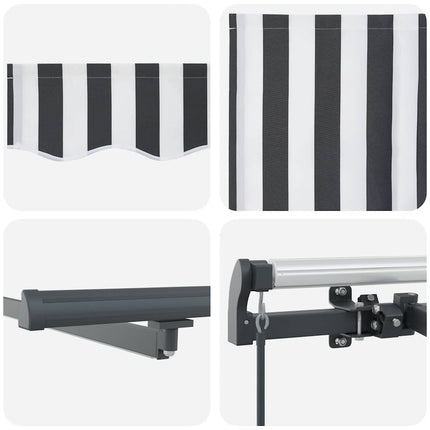 Markis manuellt infällbar med LEDs antracit&vit 500x300 cm