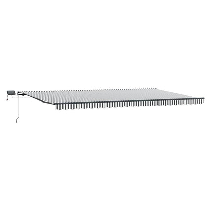 Markis manuellt infällbar med LEDs antracit och vit 600x300 cm