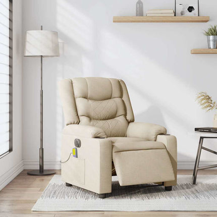 Elektrisk massagefåtölj gräddvit tyg
