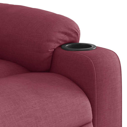 Reclinerfåtölj med uppresningshjälp vinröd tyg