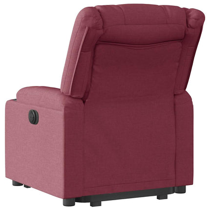 Reclinerfåtölj med uppresningshjälp vinröd tyg