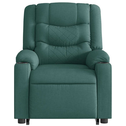 Reclinerfåtölj med uppresningshjälp mörkgrön tyg