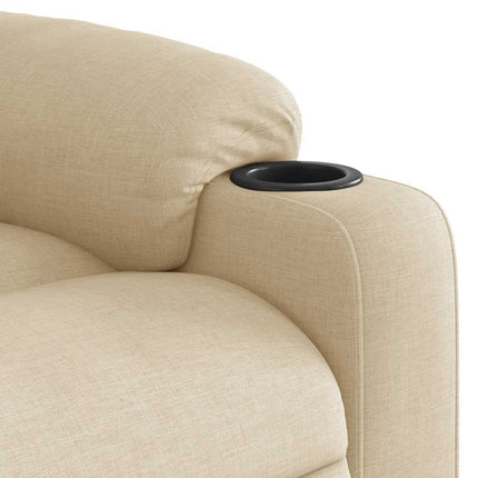 Reclinerfåtölj med uppresningshjälp gräddvit tyg