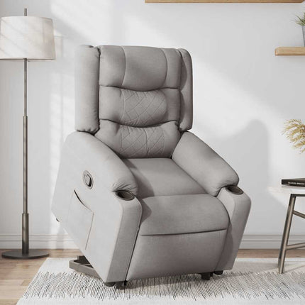 Reclinerfåtölj med uppresningshjälp molngrå tyg