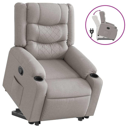 Reclinerfåtölj med uppresningshjälp molngrå tyg