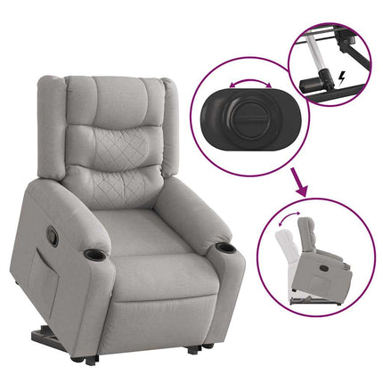 Reclinerfåtölj med uppresningshjälp molngrå tyg