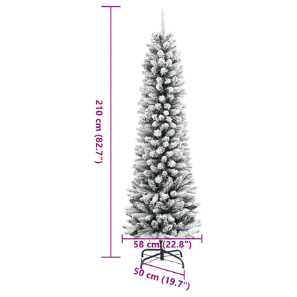 Smal plastgran med snö 210 cm PVC&PE