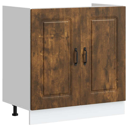 Diskbänk underskåp rökfärgad ek 80x46x81,5 cm konstruerat trä