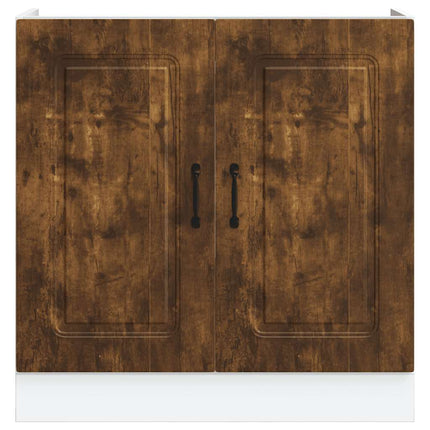 Diskbänk underskåp rökfärgad ek 80x46x81,5 cm konstruerat trä