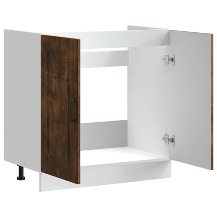 Diskbänk underskåp rökfärgad ek 80x46x81,5 cm konstruerat trä