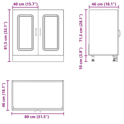 Diskbänk underskåp åldrat trä 80x46x81,5 cm konstruerat trä