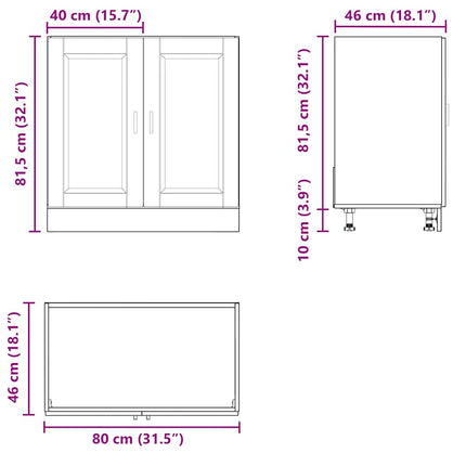 Diskbänk underskåp artisan ek 80x46x81,5 cm konstruerat trä