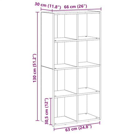 Bokhylla artisan ek 66x30x130 cm konstruerat trä