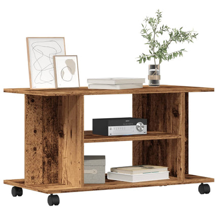 Tv-Bänk Med Hjul 80X40X45 Cm Konstruerat Trä