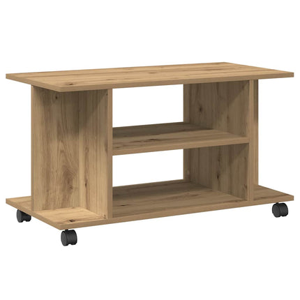 Tv-bänk med hjul artisian ek 80x40x45 cm konstruerat trä