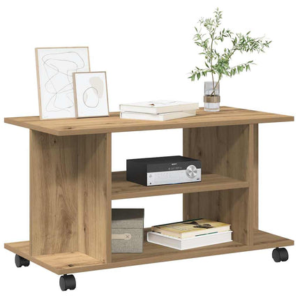 Tv-bänk med hjul artisian ek 80x40x45 cm konstruerat trä