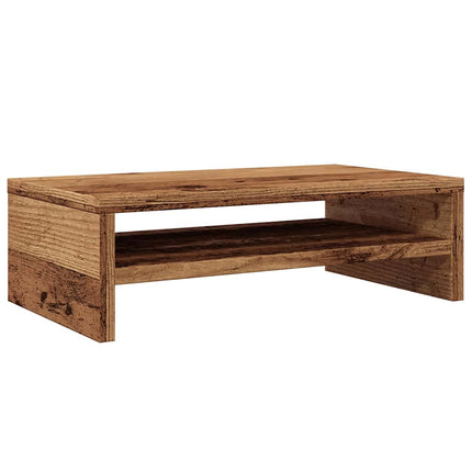 Bildskärmsställ gammalt trä 42x24x13 cm konstruerat trä