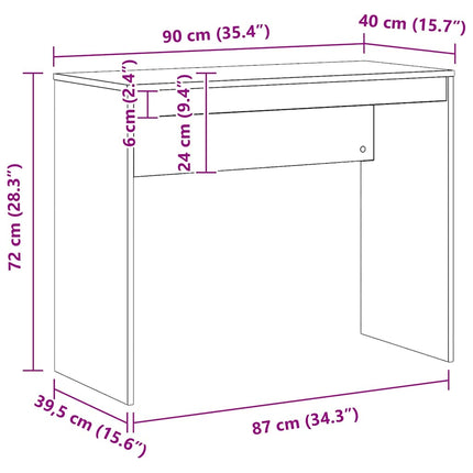 Skrivbord artisan ek 90x40x72 cm konstruerat trä