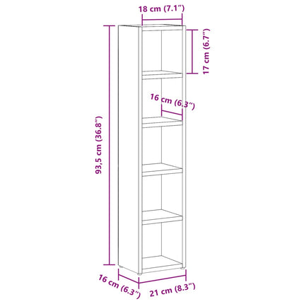 CD-hyllor 2 st åldrat trä 21x16x93,5 cm konstruerat trä