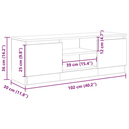 TV-bänk åldrat trä 102x30x36 cm konstruerat trä
