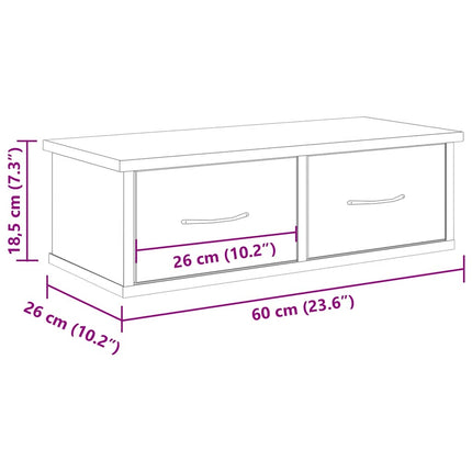 Väggskåp hantverksmässig ek 60x26x18,5 cm konstruerat trä