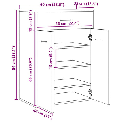 Skoskåp artisan ek 60x35x84 cm konstruerat trä